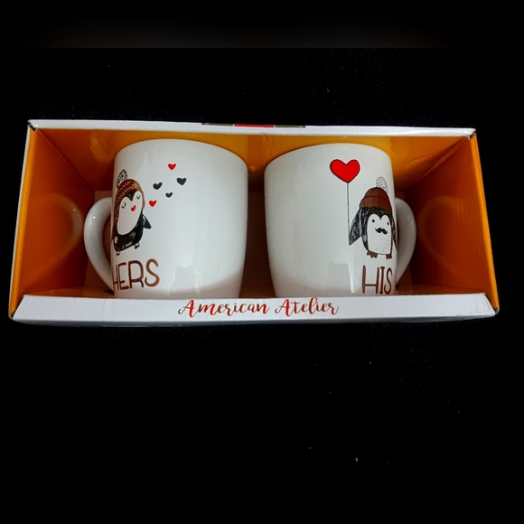 🎄HOLIDAY MUGS- AMERICAN ATELIER SET OF 2 🎄🎅 - Picture 1 of 6